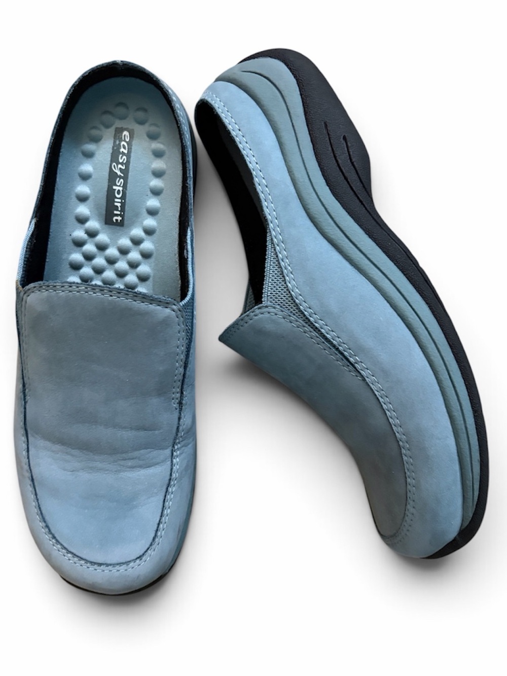 Easy Spirit Women’s Slip-On Loafer in Light Blue Suede